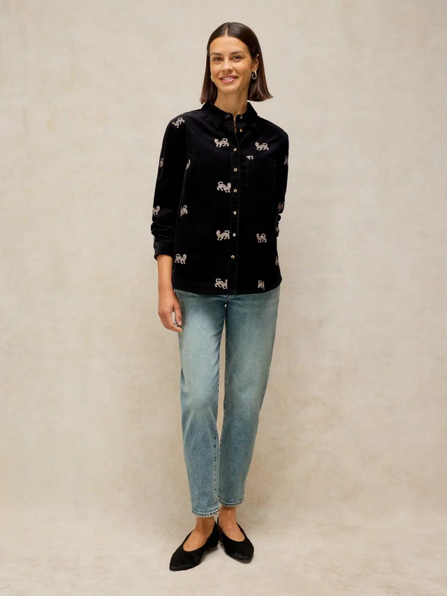 Chemise en velours côtelé brodée Libby