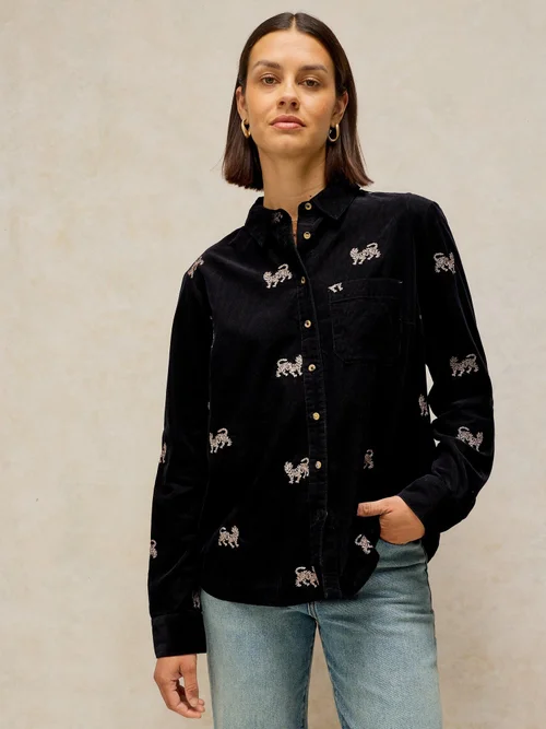 Chemise en velours côtelé brodée Libby - Blk Mlt - 52 Image 1