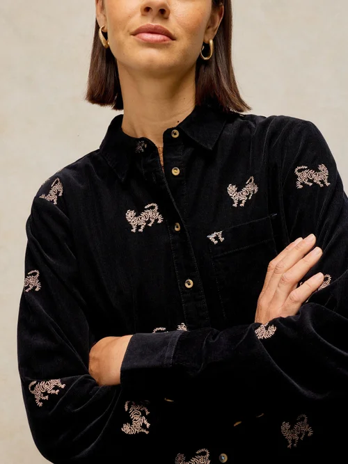 Chemise en velours côtelé brodée Libby - Blk Mlt - 52 Image 3