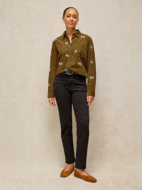 Chemise en velours côtelé brodée Libby - Khaki Grn - 52 Image 2