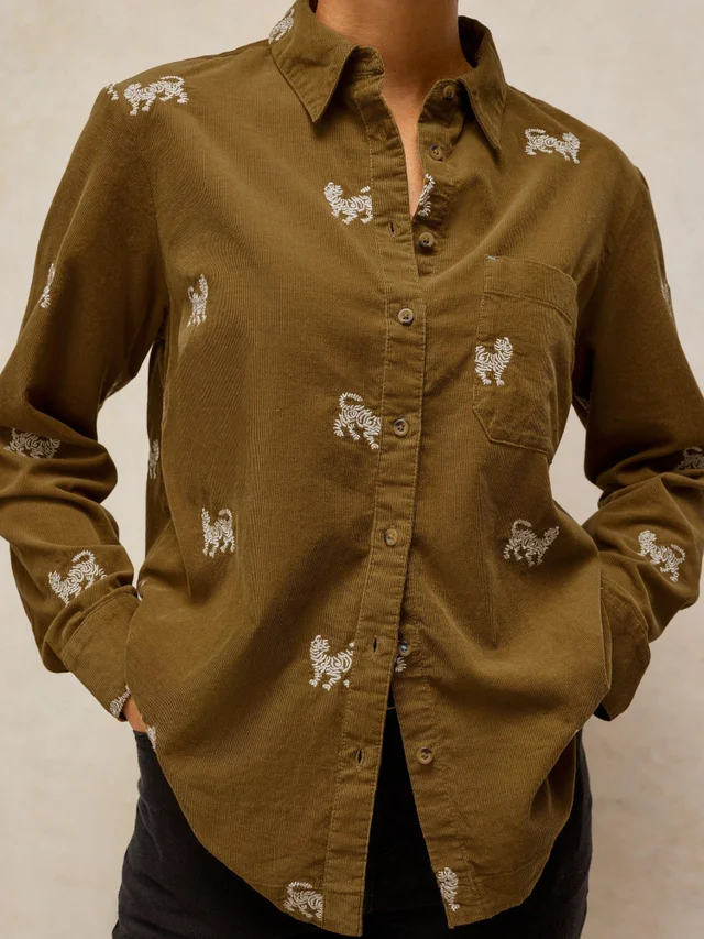 Chemise en velours côtelé brodée Libby