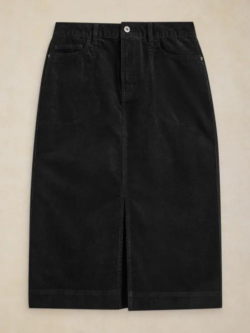 Jupe Midi En Velours Côtelé Tia - Pure Blk - 52/R Image 1