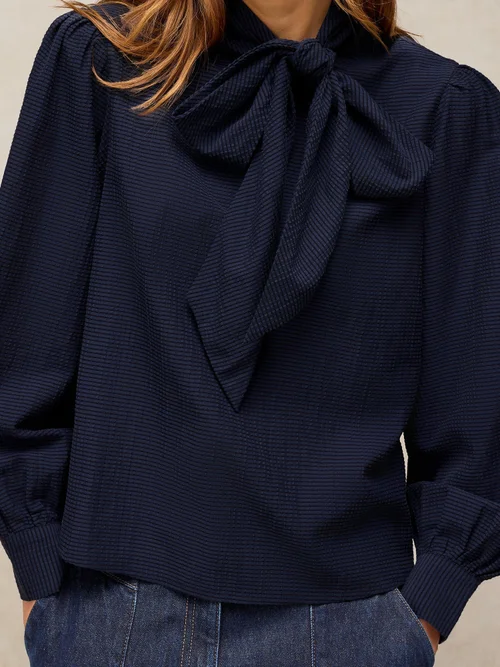 Top à col noué Fleur - Dark Navy - 52 Image 3