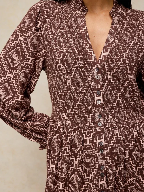 Robe Ada froncée - Brown Pr - 52/R Image 3
