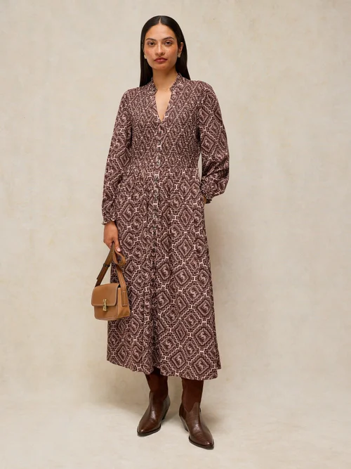 Robe Ada froncée - Brown Pr - 52/R Image 1