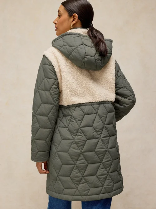 Vielseitige Steppjacke Alina mit Teddyfell - Khaki Grn - 46 Image 4