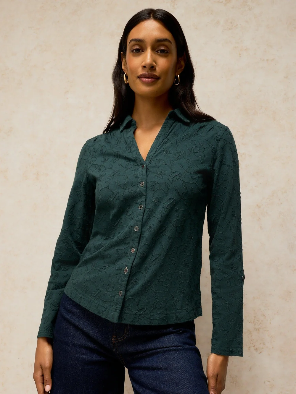Bluse Annie mit Stickerei - Dk Green - 52 Image 1