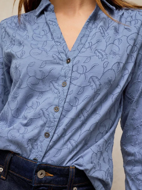 Bluse Annie mit Stickerei - Mid Blue - 50 Image 3