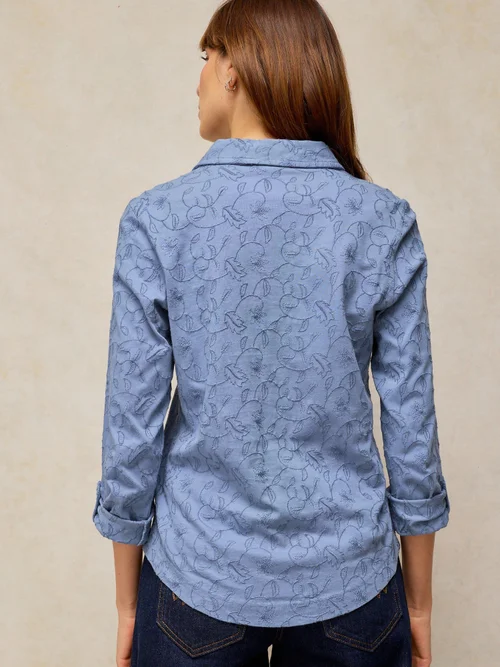 Bluse Annie mit Stickerei - Mid Blue - 50 Image 4
