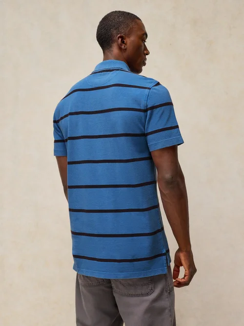 Gestreiftes Kurzarm-Utility-Poloshirt - Mid Blue - XXL/R Image 4