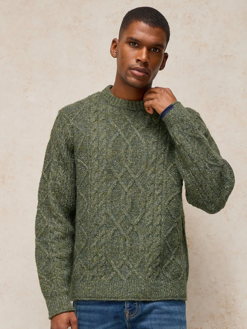 Pull en maille torsadée Ashford - Khaki Grn - XXL Image 1