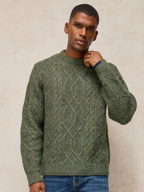 Pull en maille torsadée Ashford - Khaki Grn - XXL Image 1