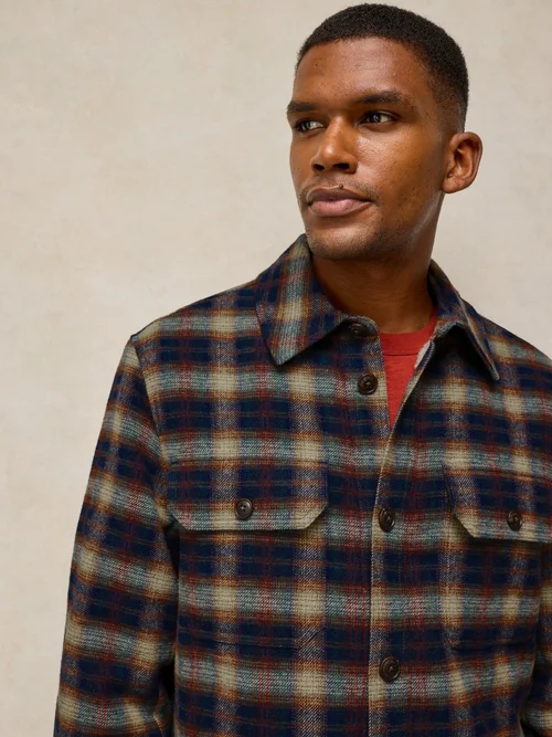 Veste Hetton à carreaux doublée en borg - Navy Multi - XXL Image 3
