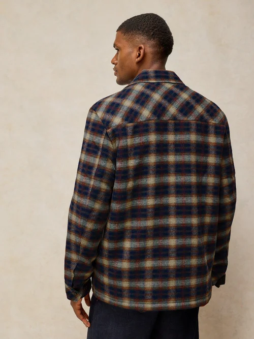 Veste Hetton à carreaux doublée en borg - Navy Multi - XXL Image 4