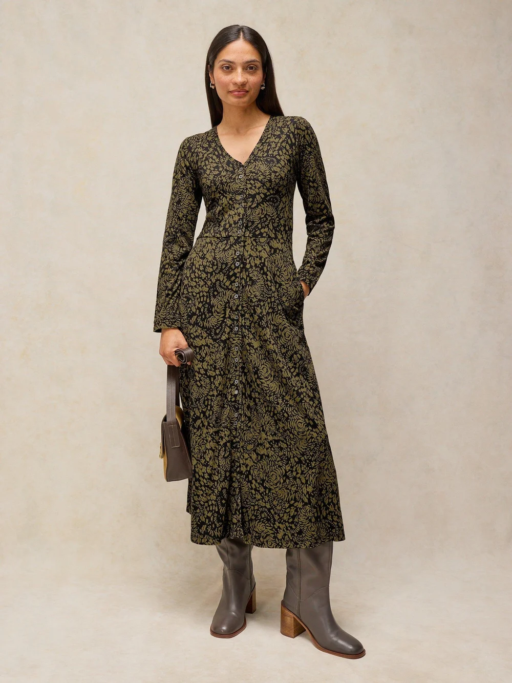 Robe Reese boutonnée devant - Green Pr - 44/R Image 1
