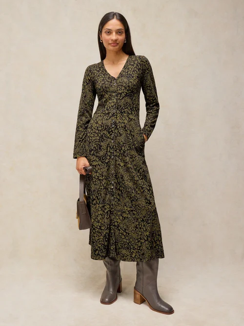 Robe Reese boutonnée devant - Green Pr - 44/R Image 1