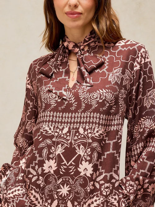 Robe Kalia à col noué - Brown Pr - 52/R Image 3