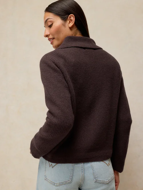 Cardigan écharpe côtelée - Dk Brown - 48 Image 4