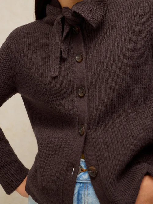 Cardigan écharpe côtelée - Dk Brown - 48 Image 2