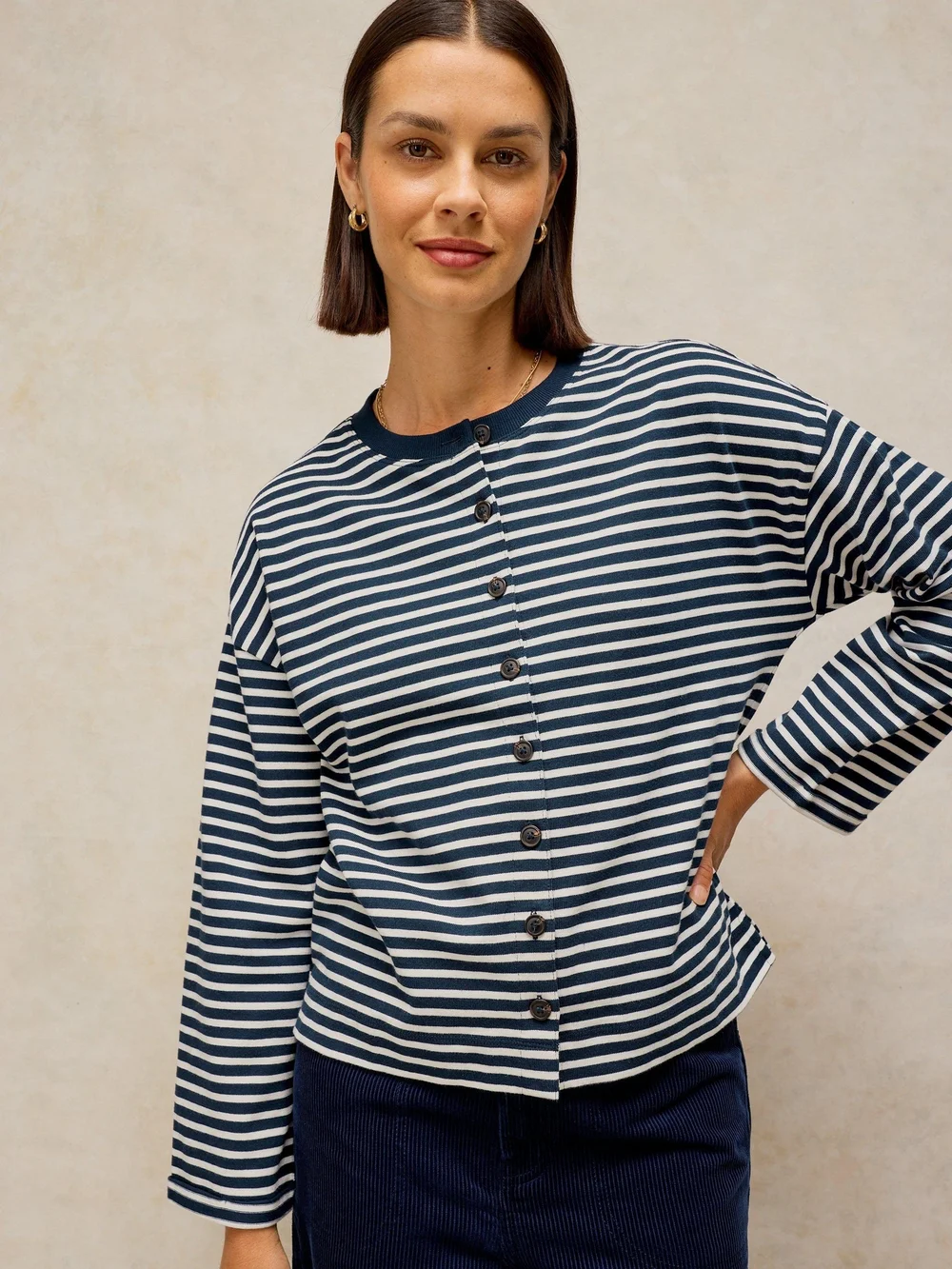 Tee-shirt Kim boutonné devant - Navy Multi - 48 Image 1