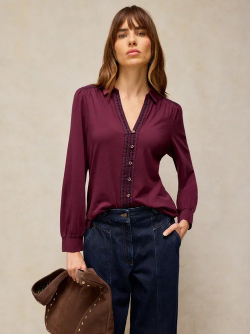 Bestickte Bluse Riley - Plum Mlt - 48 Image 1