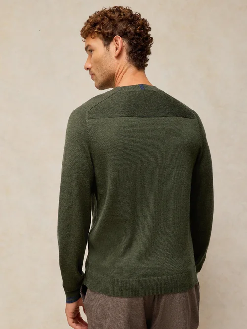 Pull Conway Merino à col rond - Khaki Grn - XXL/R Image 4