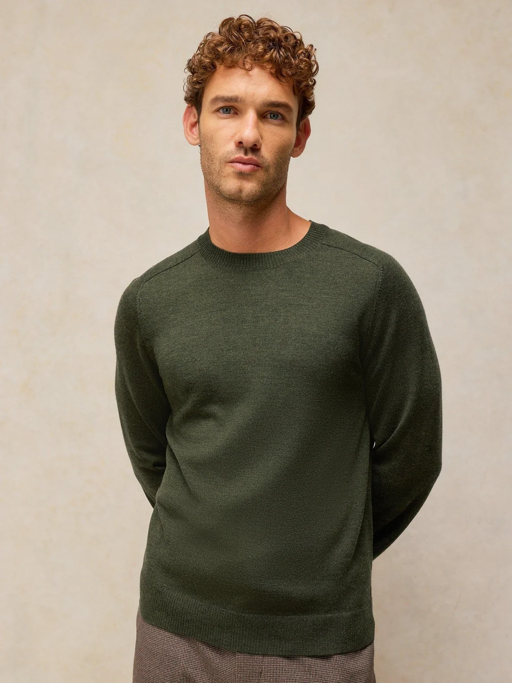 Pull Conway Merino à col rond - Khaki Grn - XXL/R Image 1