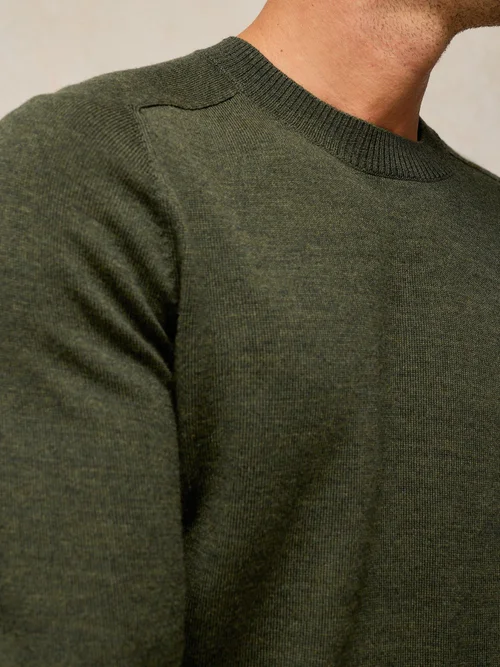 Pull Conway Merino à col rond - Khaki Grn - XXL/R Image 3