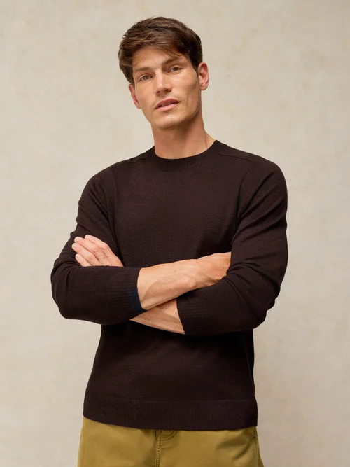 Pull Conway Merino à col rond - Mid Brown - XS/R Image 1