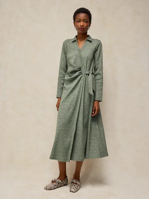 Hemdblusenkleid Yara zum Binden - Mid Green - 52/R Image 3