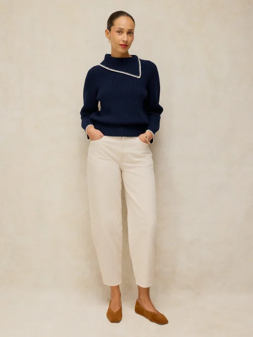 Pullover mit Ziernaht am Kragen - Dark Navy - 46 Image 3