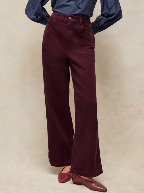 Kordhose Tia mit weitem Bein - Dk Plum - 52/R Image 1