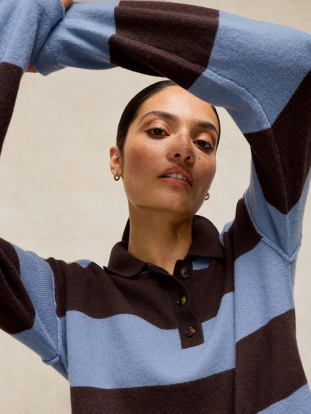 Pull Camilla à col rayé - Blue Mlt - 48 Image 1