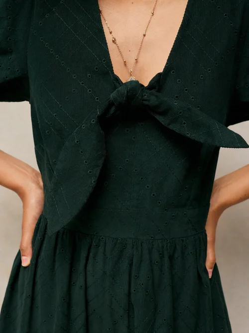 Robe nouée Maisie en velours côtelé - Green Mlt - 52/R Image 3