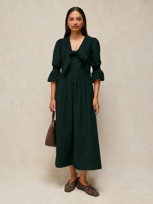 Robe nouée Maisie en velours côtelé - Green Mlt - 52/R Image 1