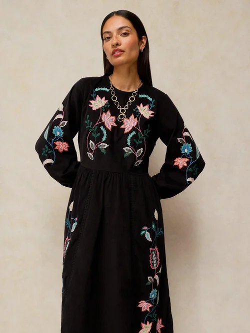 Robe en velours côtelé brodée Wren - Blk Mlt - 48/R Image 2