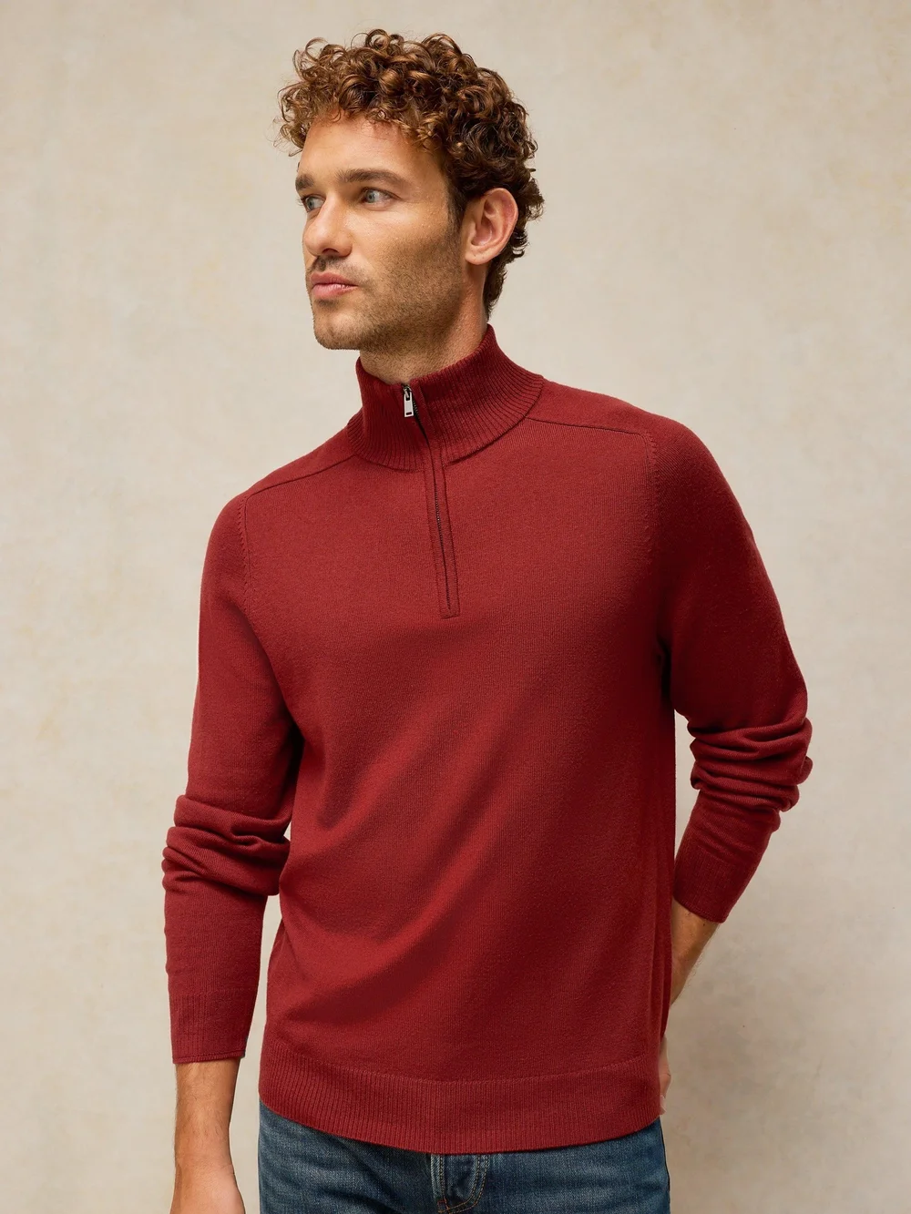 Pull col cheminée Merino Conway - Dk Red - XS/R Image 1
