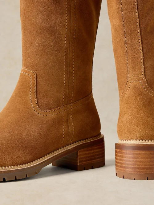 Botte haute Serena en daim jusqu'au genou - Mid Tan - 41 Image 3