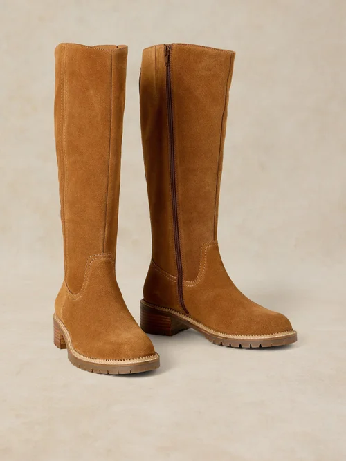 Botte haute Serena en daim jusqu'au genou - Mid Tan - 41 Image 2