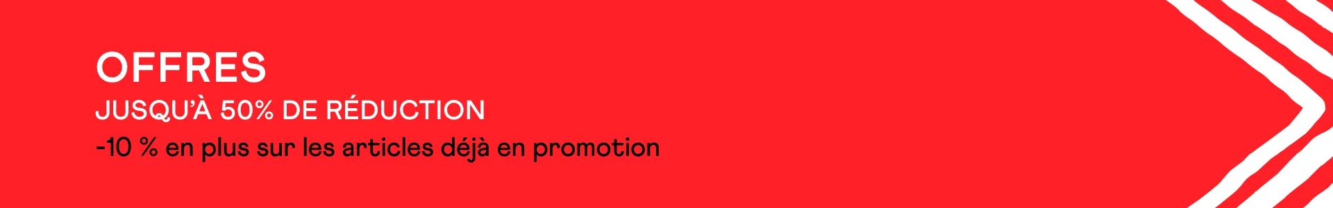 Offtres ! Jusqu’à 50 % de réduction. -10 % en plus sur les articles déjà en promotion. Découvre maintenant